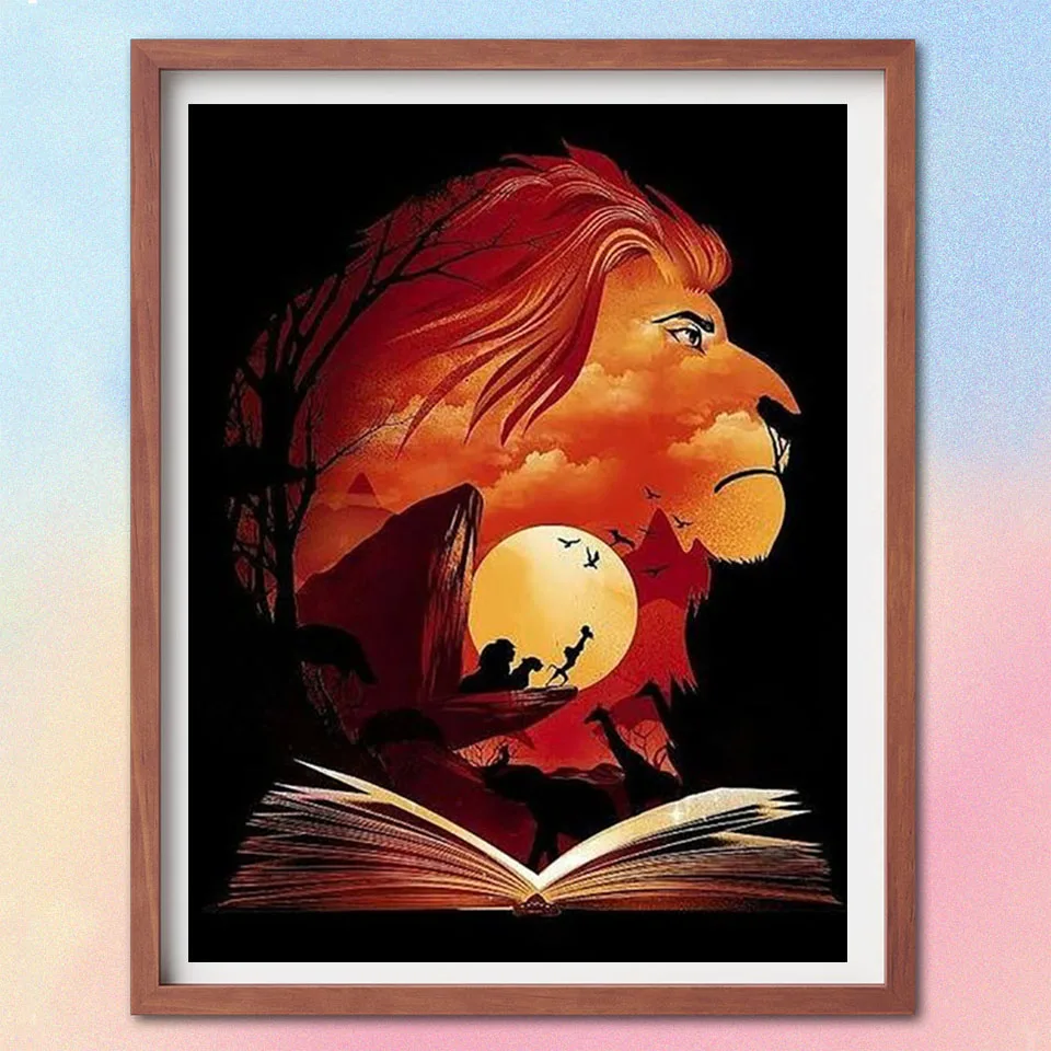 Disney Simba Diamond Painting New 2023 5D Full Round Drill Mosaic Embroidery Cartoon Animal Home Deocr The Lion King Kits