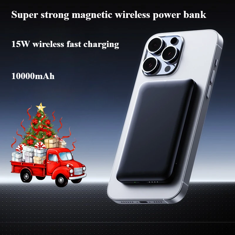10000 mAh Ultra-thin Aluminum Alloy Magnetic Wireless Power Bank with PD20W Fast Charging External Battery for iPhone Xiaomi