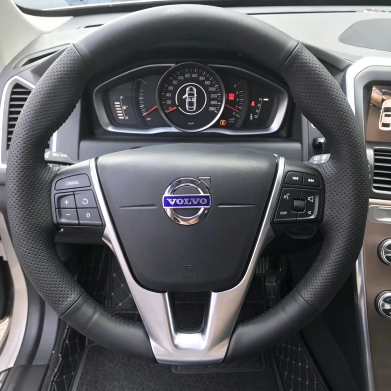 Hand Stitched Car Steering Wheel Cover for Volvo V40 XC60 S60 S60L S80 S80L Microfiber Leather DIY Sew Protector Wrap