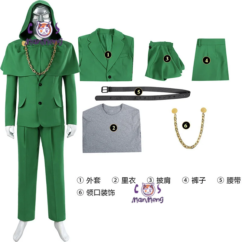 Doctor Doom Cosplay Costumes Adult Victor Von Doom Role Play Uniform Coat Shirt Pants Mask Fullset Halloween Party Outfits