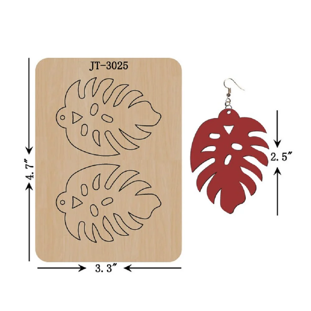 Troqueles de corte de pendientes de cuero de hoja, troqueles de pendientes de hojas tropicales, 2,5 pulgadas