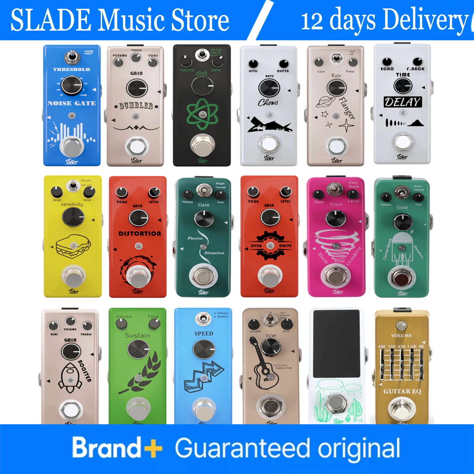 

Педаль эффектов для электрогитары ISET True Bypass, компрессор/Fuzz/Overdrive/Distortion/Flanger/Booster, педаль эффектов, гитарная педаль