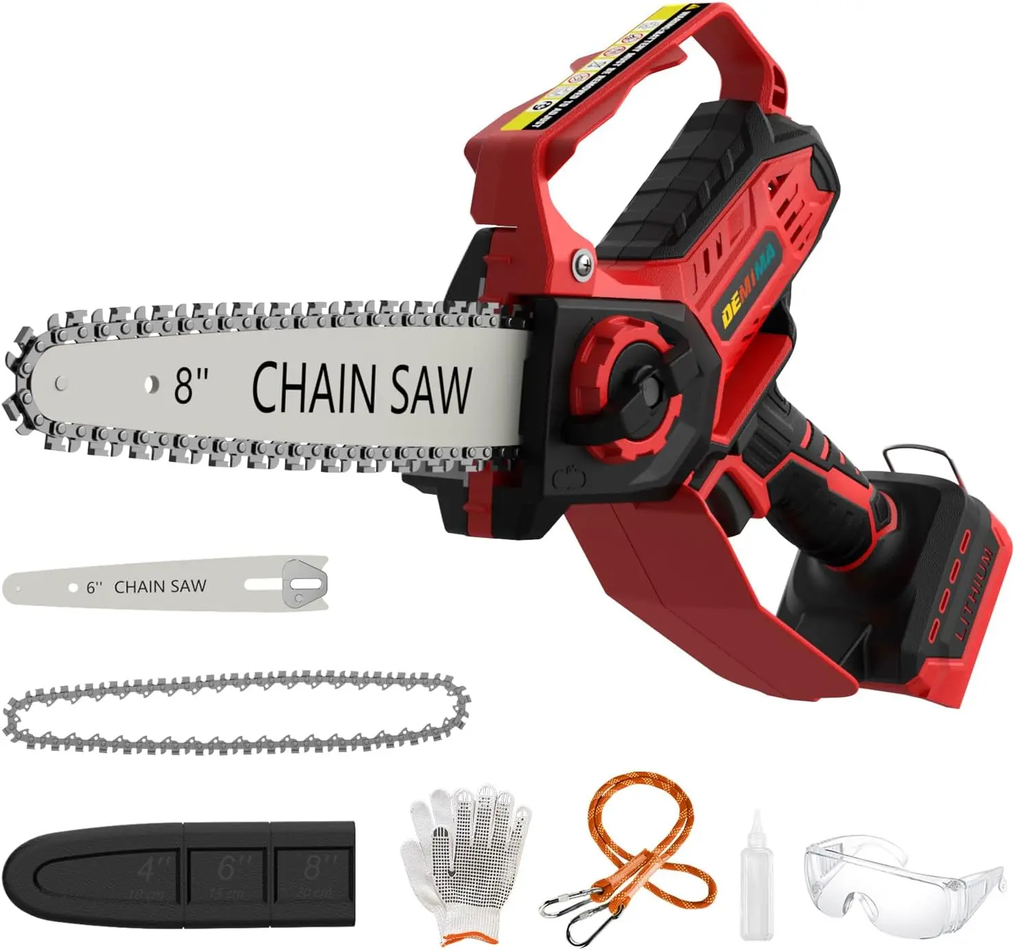 

Cordless Electric Mini Chainsaw with Brushless Motor, 8-Inch & 6-Inch Dual Guide Bars for Tree Pruning and Wood Cutting