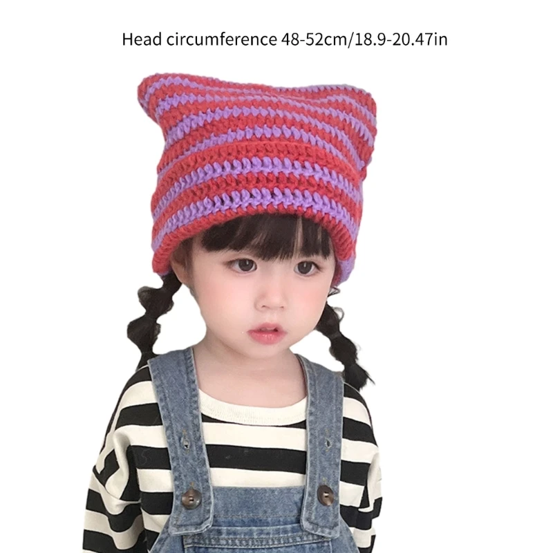 B2EB Comfortable Cotton Baby Hat with Devil Ears Warm Winter for Kids