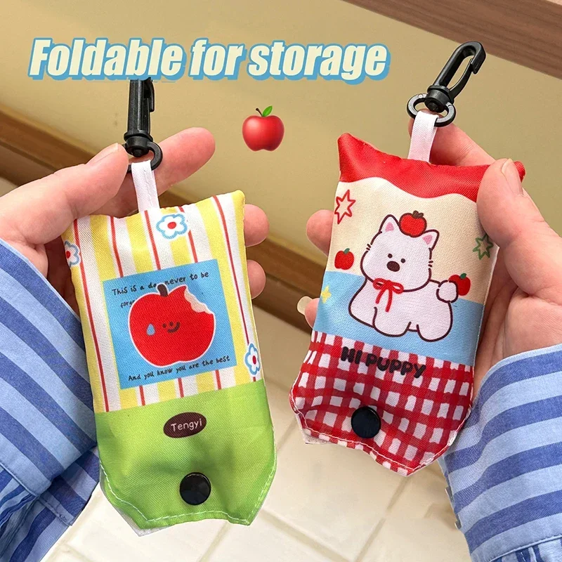 Bolso de mano bonito de dibujos animados, bolso de compras reutilizable portátil, bolso de mano plegable, bolsos de hombro de gran capacidad, regalo para niñas