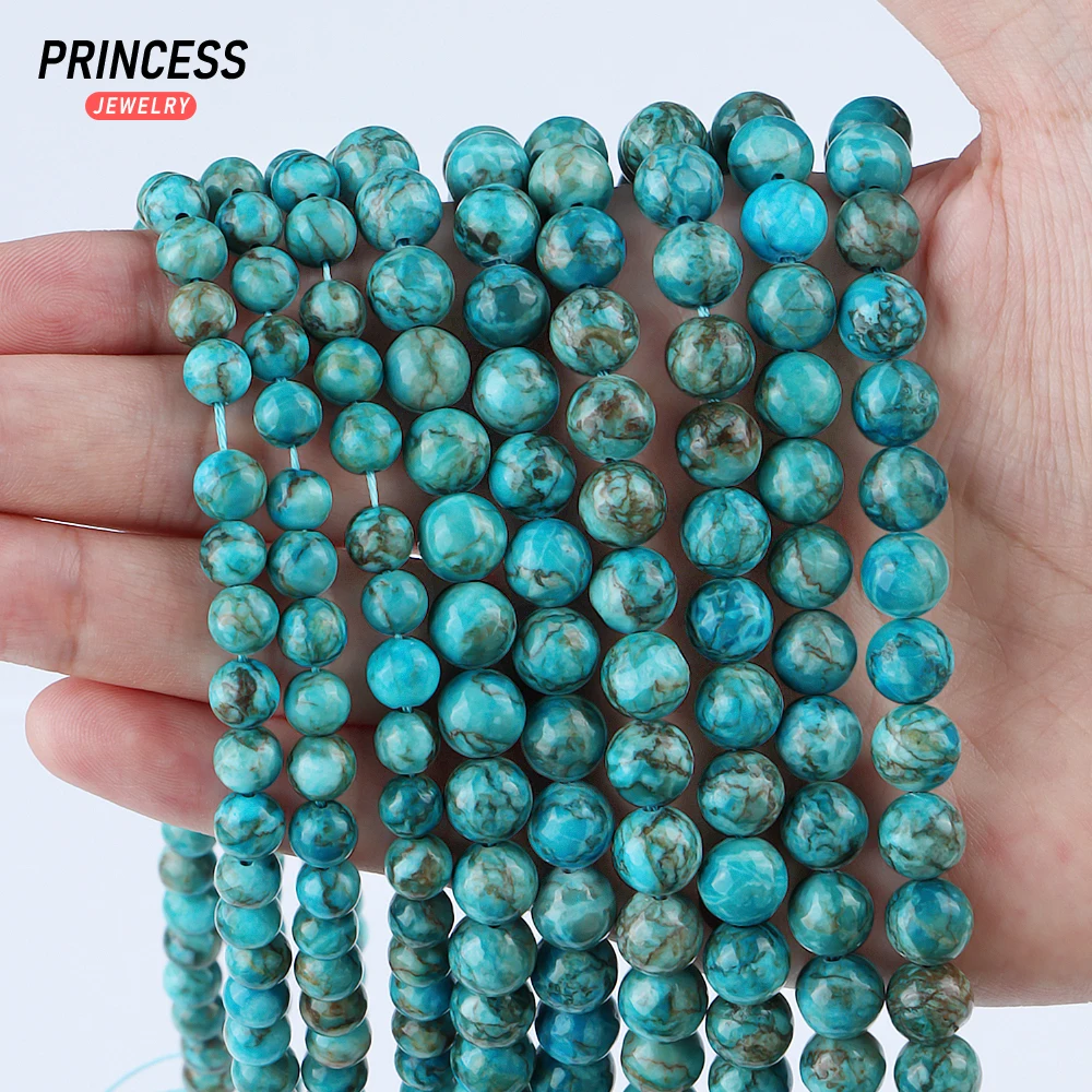 A+ Natural South African Blue Turquoise Stone Beads for Jewelry Making Bracelets Necklace DIY Accessories Wholesale 6 8 10mm