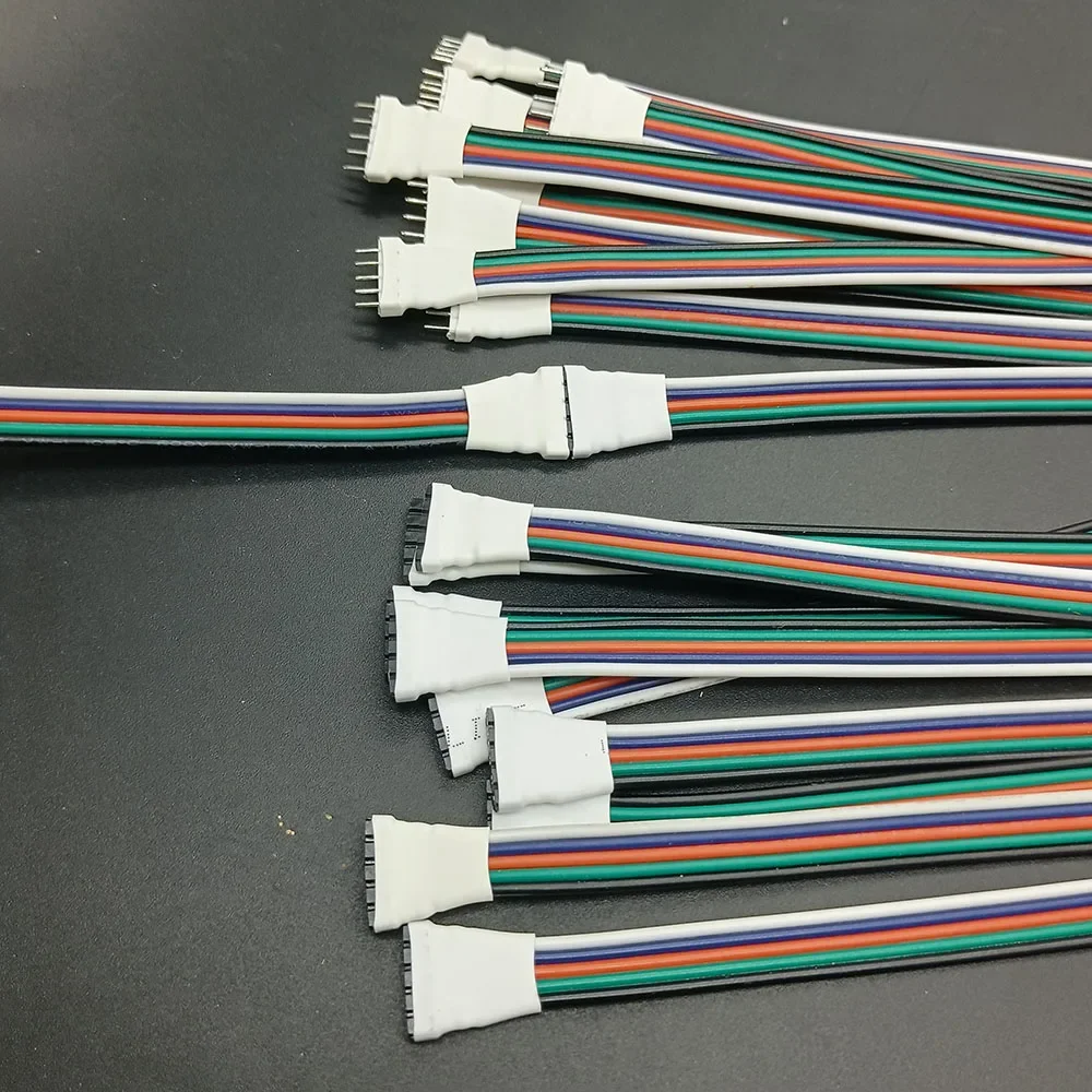 10-100 قطعة/الوحدة LED قطاع 5 دبوس موصل ذكر أنثى RGBW سلك 5P كابل 22AWG 5 ألوان ل 12 فولت تشغيل قطاع RGB تمديد
