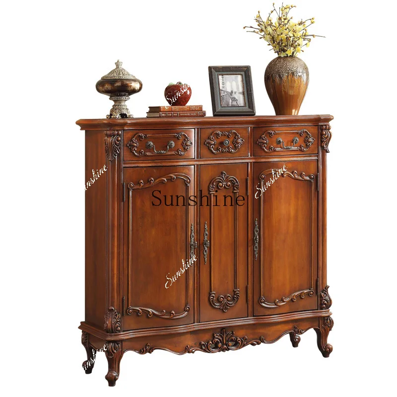 خزانة أحذية أمريكية من الخشب الصلب بثلاثة أبواب، خزانة تخزين أحذية ذات سعة كبيرة FT #5