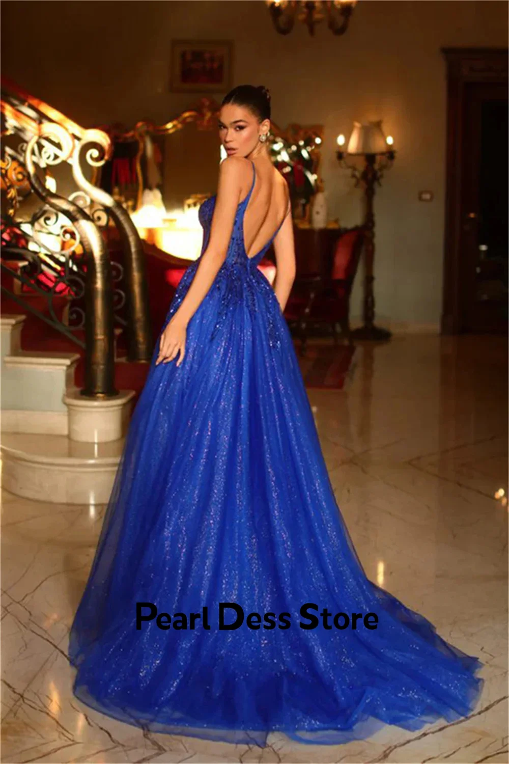 Pearl Spaghetti Straps Gala Dresses Woman 2024 for Party Dress Line A Women Evening Dress Evening Dress Stylish Wedding Shiny