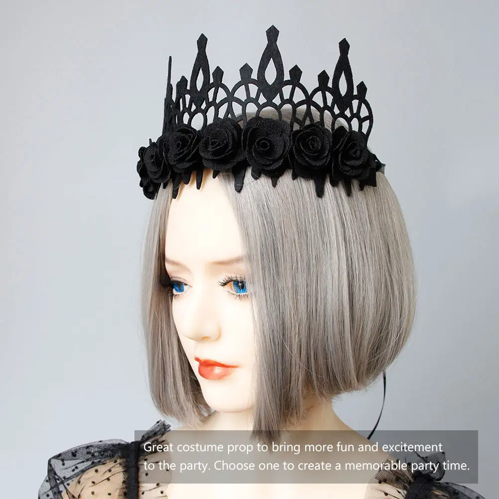 

Floral Crown Headband Halloween Black Headdress Handmade Hair Accessory for Masquerade Prom Dance Recital Cosplay Lolita Hair