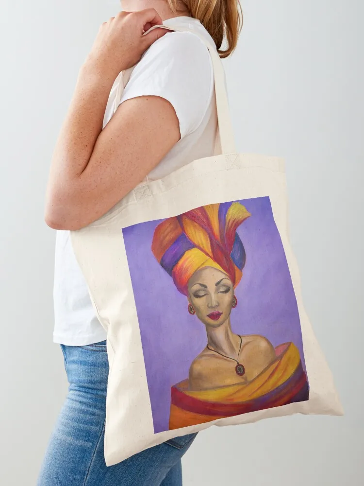 กระเป๋าโท้ทลายราชินีแอฟริกัน กระเป๋าผ้า กระเป๋าผ้าแคนวาส กระเป๋าสั่งทำ กระเป๋าโท้ทผ้าแคนวาส