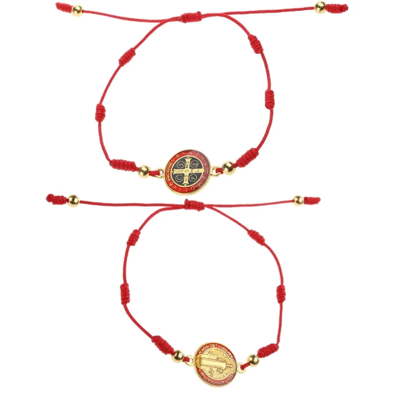 Lady Mary Benedict Bracelet Handmade Red Knots Beads Bracelet Lucky Prayer Religious Bracelets for Men Women