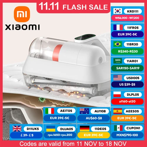 XIAOMI MIJIA 먼지 진드기 진공 청소기 Pro,14kPa 사이클론 흡입력, LED 스마트 디스플레이, UV 살균, 휴대용 진공 청소기