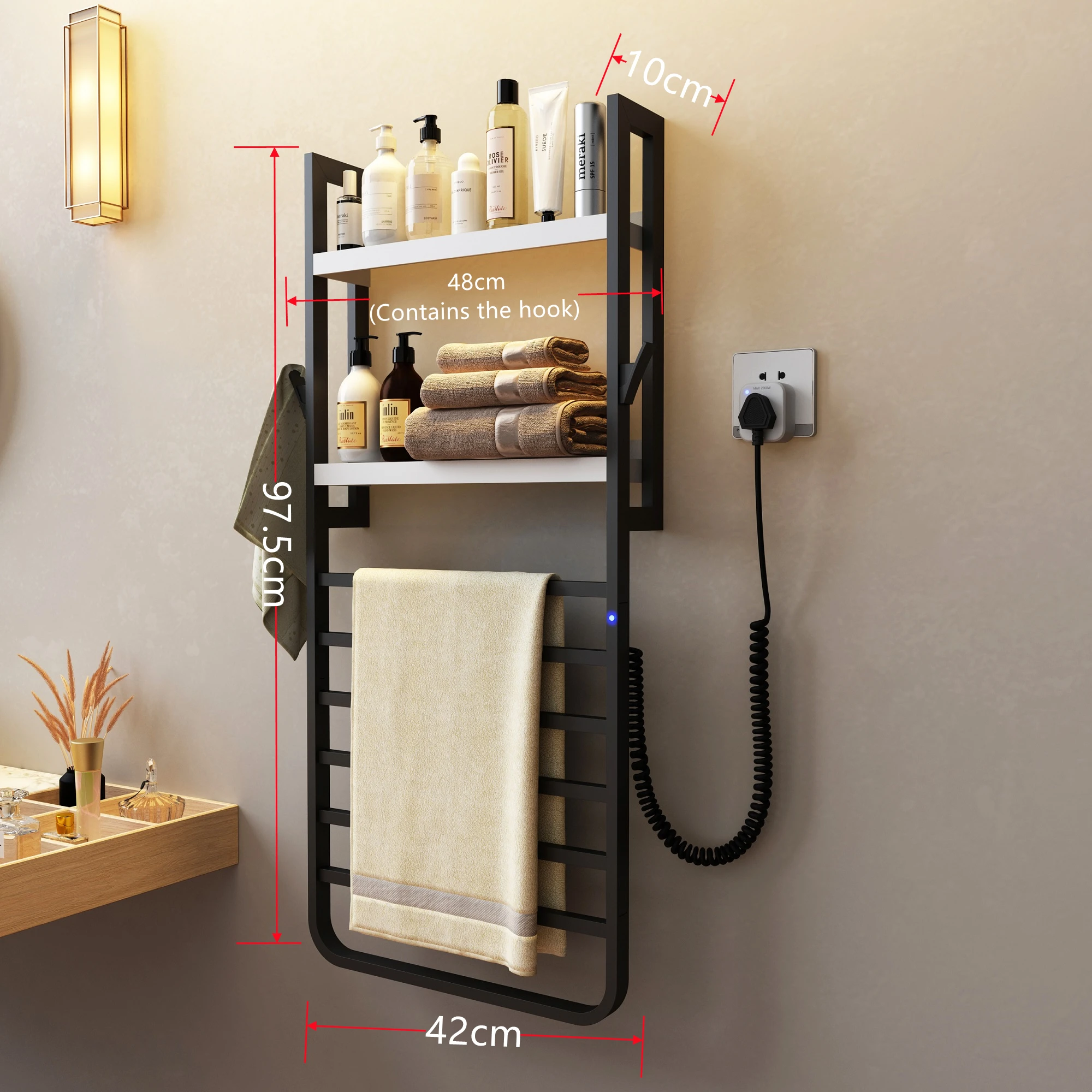 

Towel Warmer. with Built-in Timer with Temperature Control Wall Mounted Electric Heated Towel Racks for Bathroom