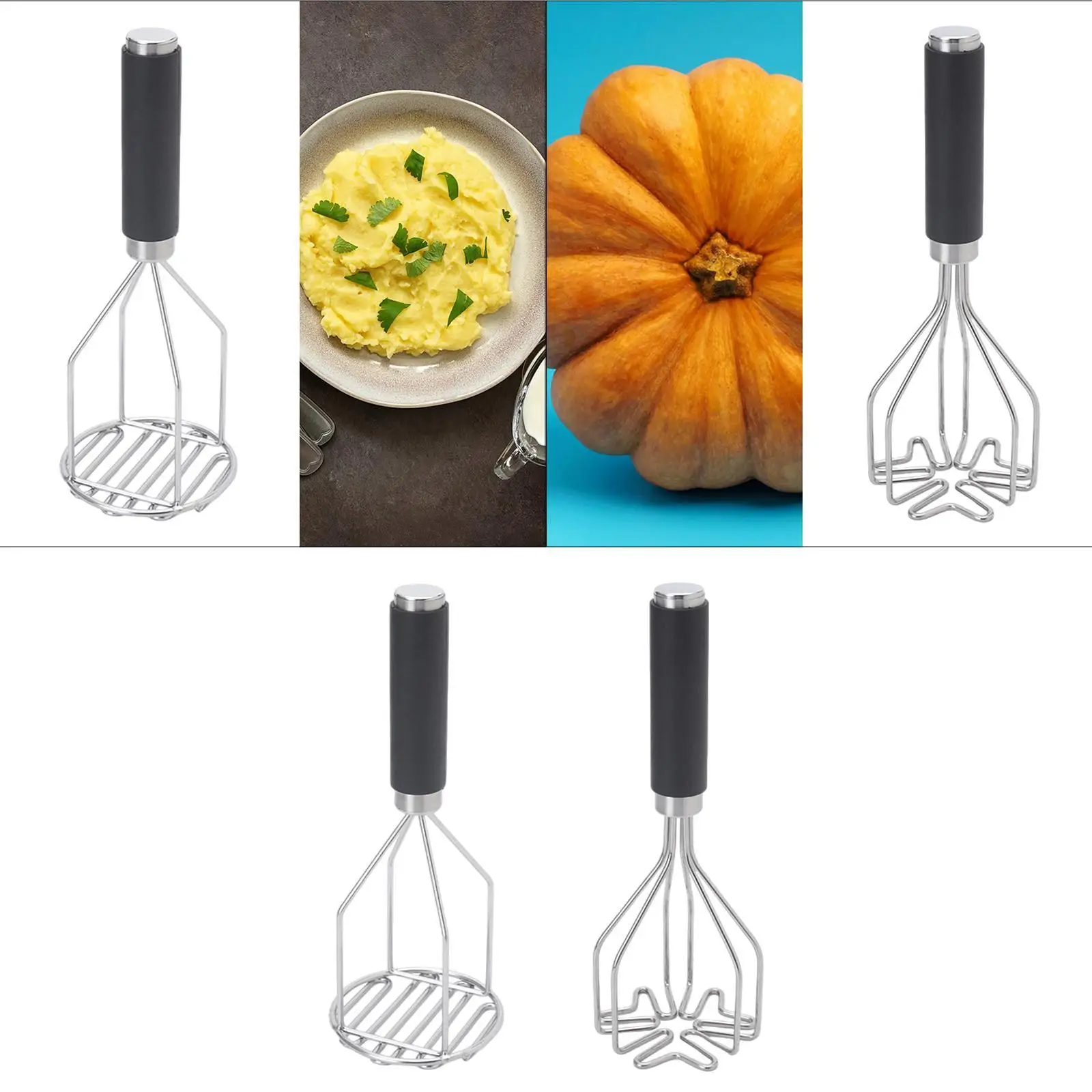 Potato Masher Manual Press Kitchen Tool Bean Masher Multifunctional Garlic Masher Stainless Steel Wire Masher Hand Smasher