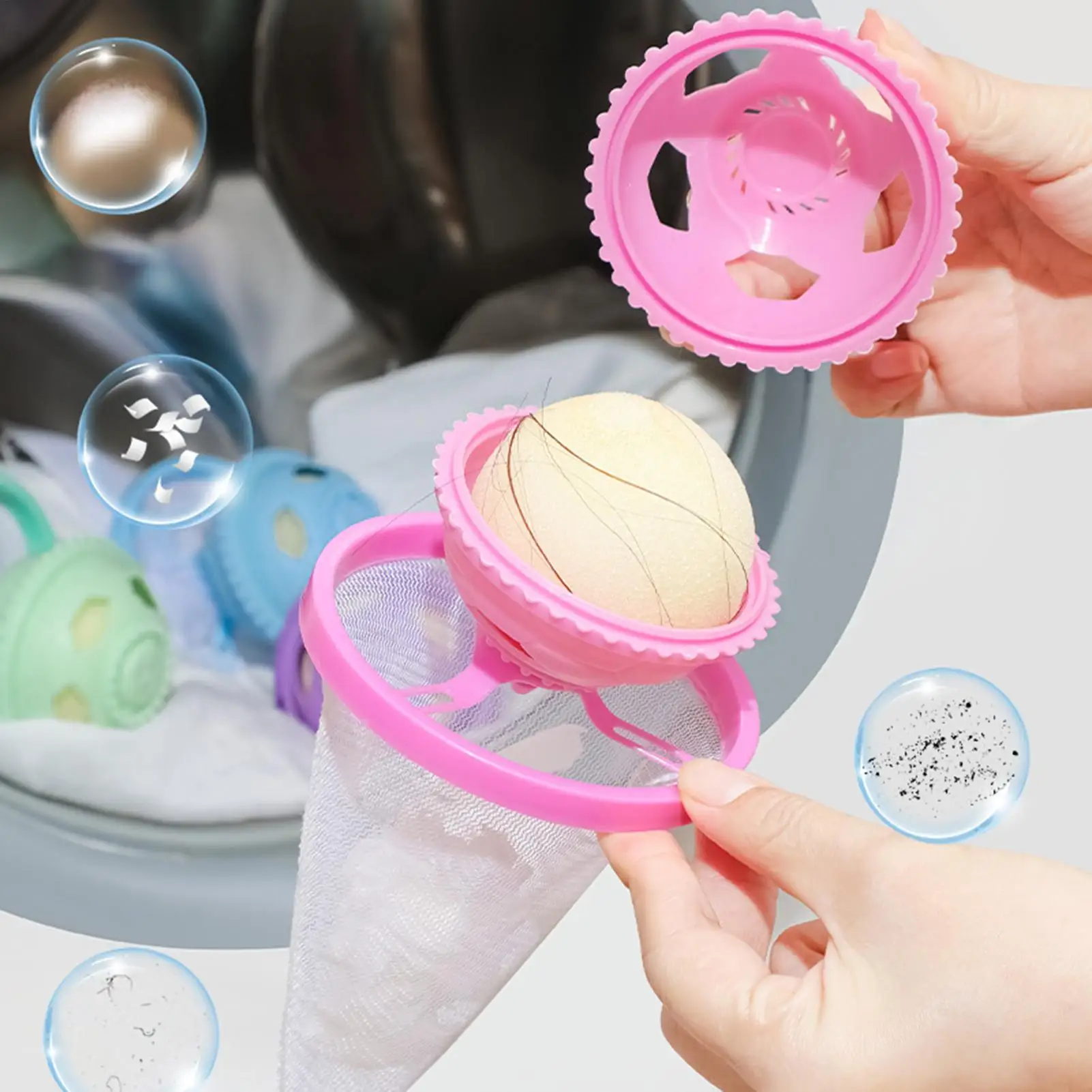 Pet Hair Remover for Laundry Floating Reusable Built-In Filter Sponge Laundry Dog Hair Remover for Pet Grooming Salon Home