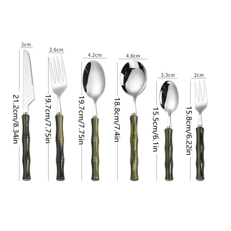 Durable Bamboo Handle Stainless Steel Kitchen Cutlery Set Perfect for Elegant Dinner Parties