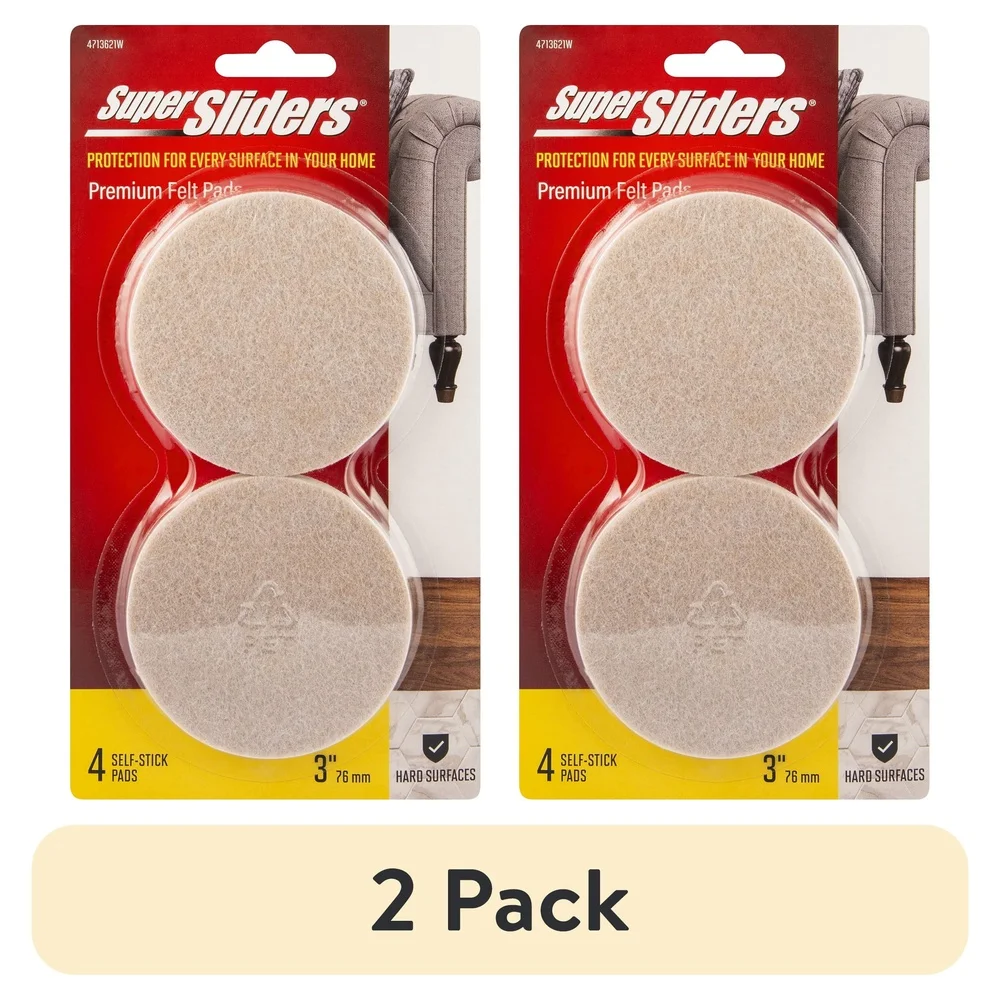2 แพ็ค 3 นิ้ว Self Stick Felt เฟอร์นิเจอร์แผ่นทนทานพื้นไม้เนื้อแข็งป้องกัน Heavy Duty กาวความต้านทานการขีดข่วน Easy