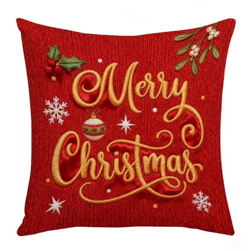 Festive Soft Christmas Pillow Covers Deer Plaid Xmas Tree Pillowslip Square 2D Printed Snowman Pillow Cover Sofa Decor