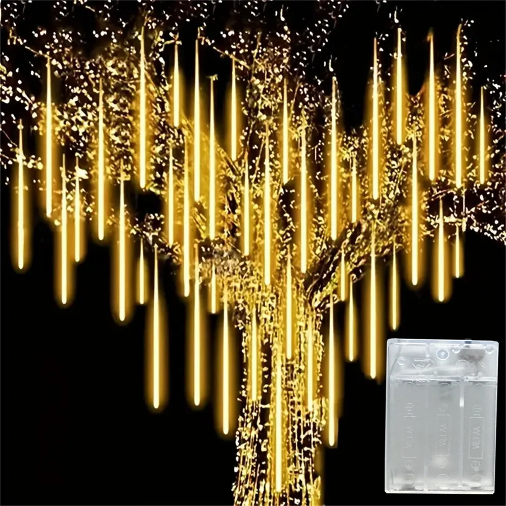 

Battery Powered Meteor Shower Rain String Lights LED Decorations for Home Outdoor EID Mubarak Bedroom Wedding Mother's Day