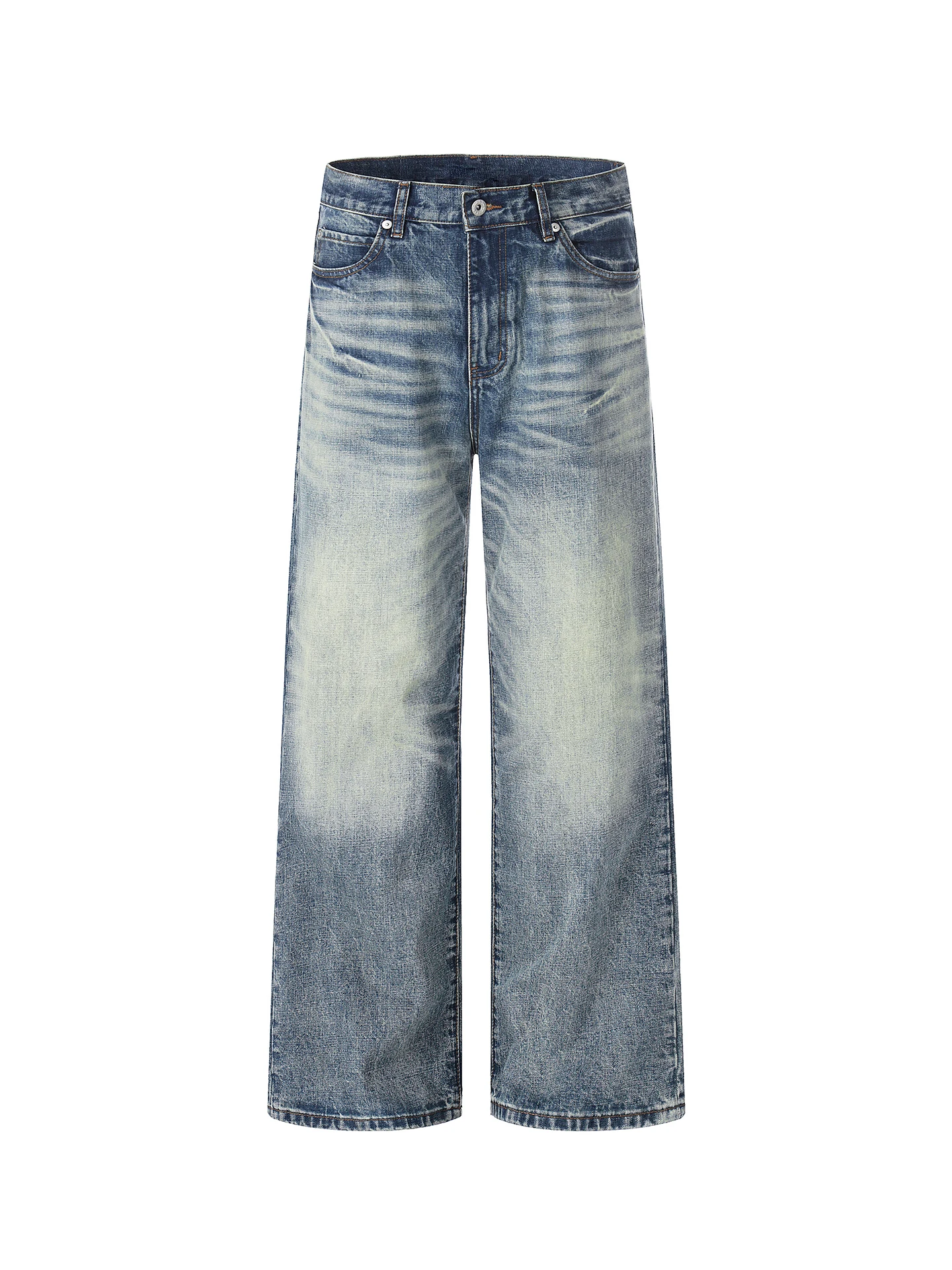 Goinsk Calças Jeans Vintage de Luxo com Perna Larga para Homens e Mulheres, Calças Retas Drapeadas Lavadas para o Verão, Resi...