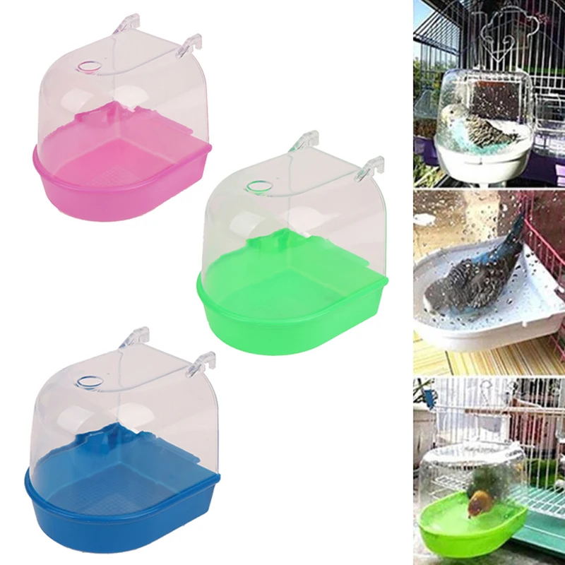 Hanging Bird Bath Box Bathing Cube Parrot Bathtub Shower Box Cage for Little Birds Parakeet Canary Budgerigar Cockatiel Lovebird