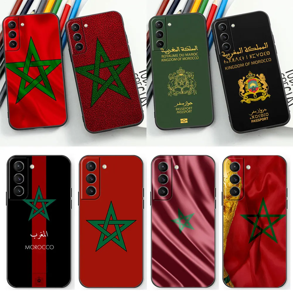 

Moroccans Morocco Flag Passport Phone Case For Samsung Galaxy S24 S23 S22 S21 S20 Ultra 5G Fe S10 S10E S9 Plus Black Soft Cover