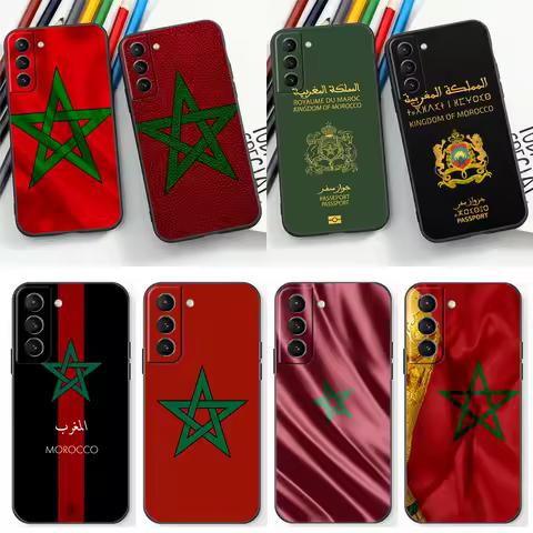 Moroccans Morocco Flag Passport Phone Case For Samsung Galaxy S24 S23 S22 S21 S20 Ultra 5G Fe S10 S10E S9 Plus Black Soft Cover