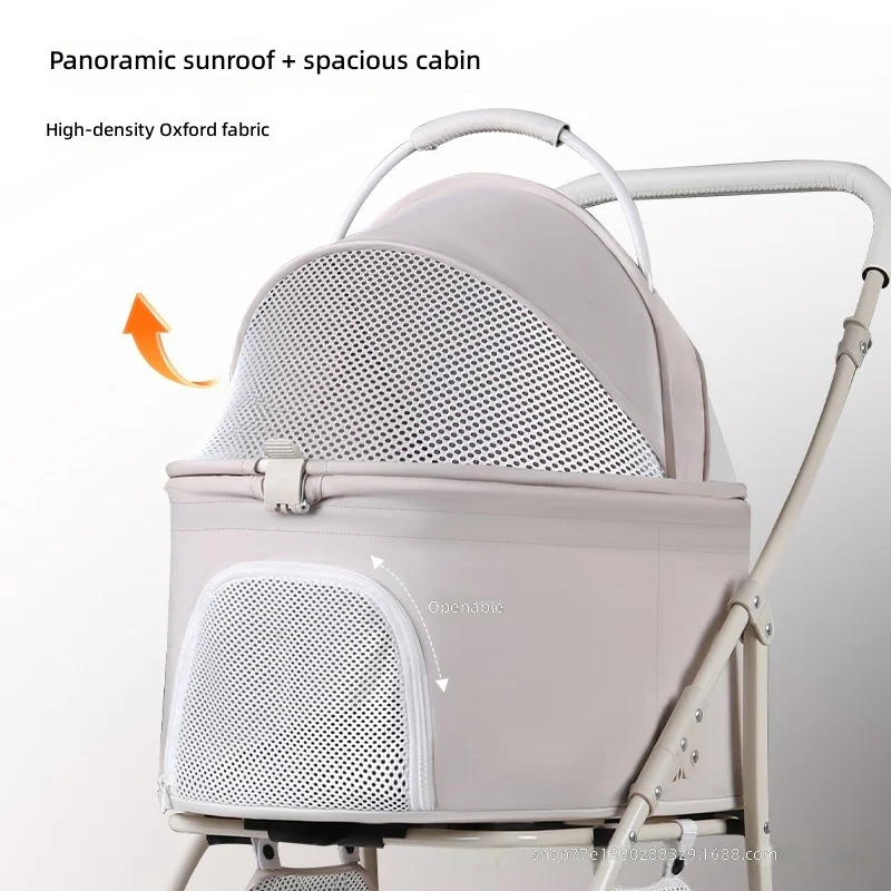Detachable Carbon Steel Pet Carrier Universal for Cats and Dogs Spacious Comfortable Outdoor Dog Stroller Easy to Fold
