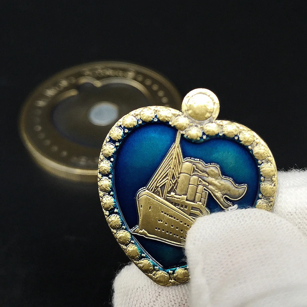 مجموعة RMS Titanic Collection عملة معدنية مطلية بالبرونز قابلة للفصل مجموعة قلب المحيط عملة زوجين رمز الحب هدية صغيرة