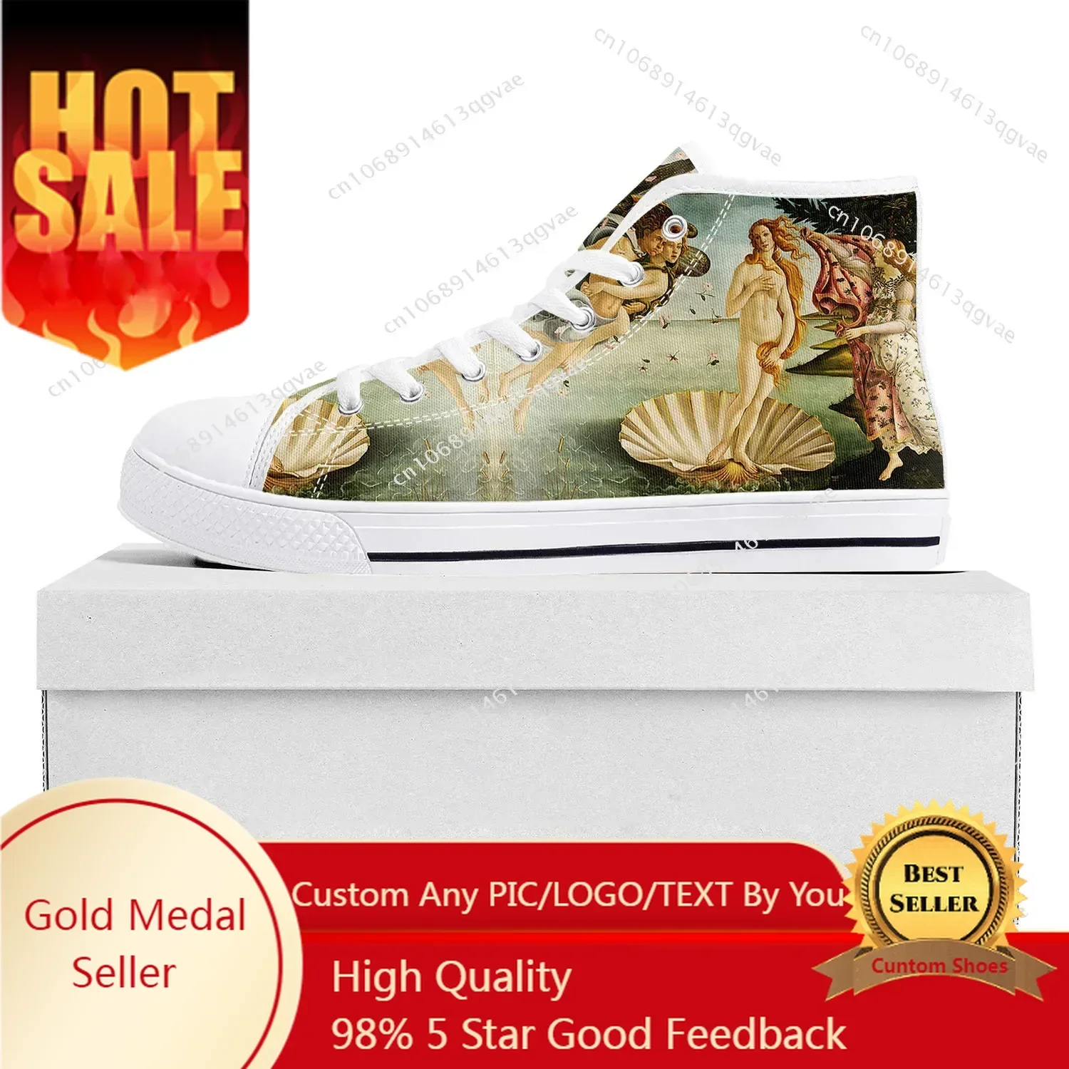 

The Birth of Venus High Top Sneakers Mens Womens Canvas Customized Sneaker Casual Couple Shoes Custom Shoe