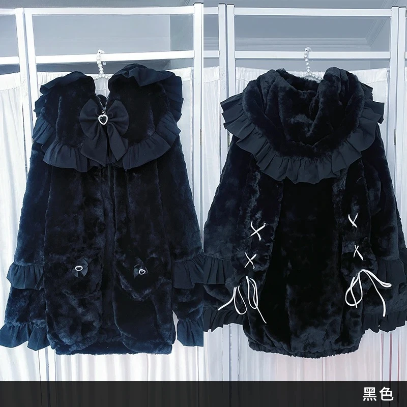 Mode Dame Warme Mäntel Y2K Subkultur Massenproduzierten Stil Casual Hoodie Kaninchen Winter frauen Lose Dicke Kapuze Jacke