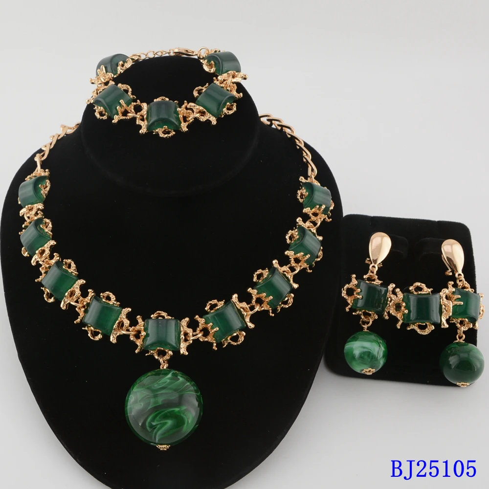 African Women Fashion Coral Beads Jewellery Set Luxury Dubai Style 18k Gold Plated 4pcs Necklace Earrings Ring Bracelet Party Gi