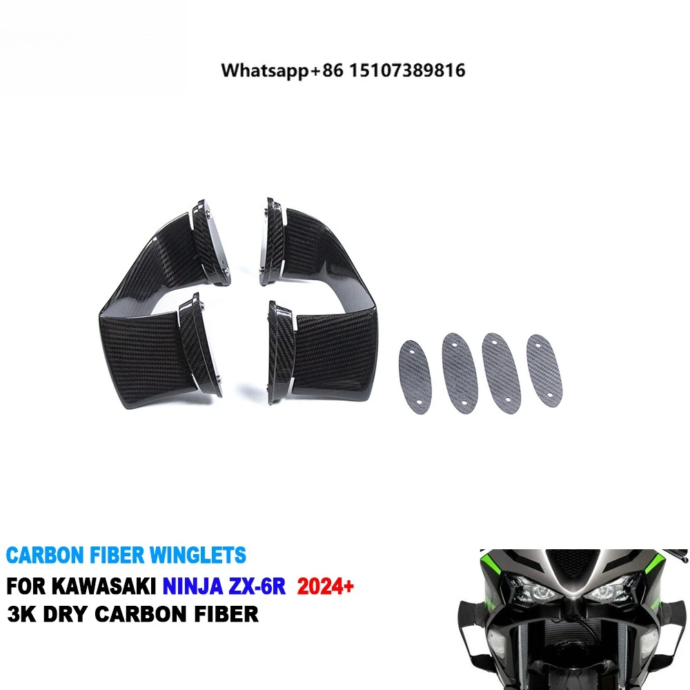 

100% Full 3K Dry Carbon Fiber Motorcycle Aero Carbon Winglets for Ninja ZX-6R 2024+