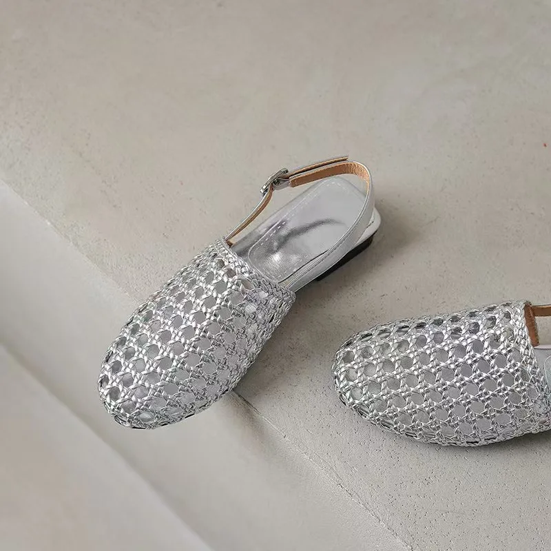 

Hand Woven Hollowed Out Women's Sandals, Fashionable Mule Casual Shoes, Women's 2025 Summer Casual Flat Shoes