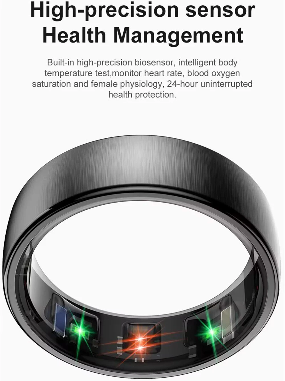 Wireless Charging Smart Ring Heart Rate Blood Oxygen Temperature Female Physiology Health Management Rings 5ATM Waterproof