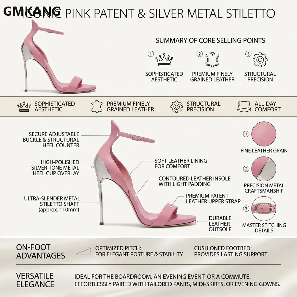 GMKANG Summer Metal Heel Platform Sandals, Round Toe Chunky High Heel Buckle Dress Shoes for Women, Extra Large Size Comfort