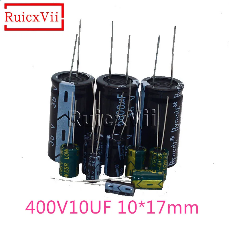 50PCS Higt quality 400V10UF 10*17mm 10UF 400V 10*17 Electrolytic capacitor