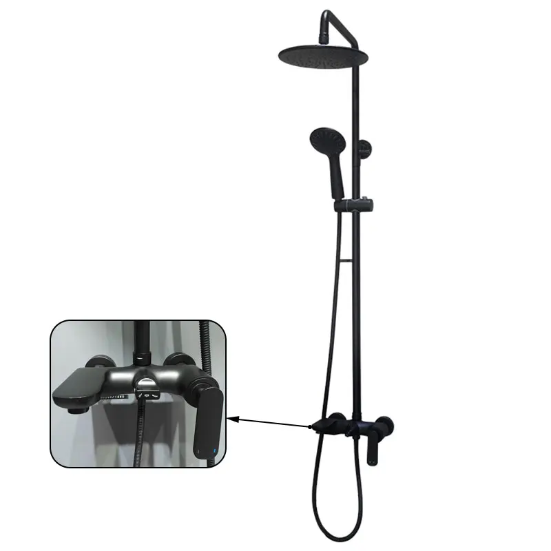 Mixer Bathroom Set Faucet Rain Water Saving Matte Black Brass Shower