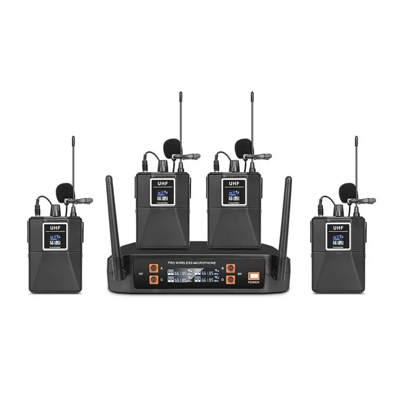 

Беспроводной микрофон A73E-Lavalier, 4-канальный, UHF, с фиксированной частотой, динамический микрофон для караоке, свадеб, вечеринок, церкви