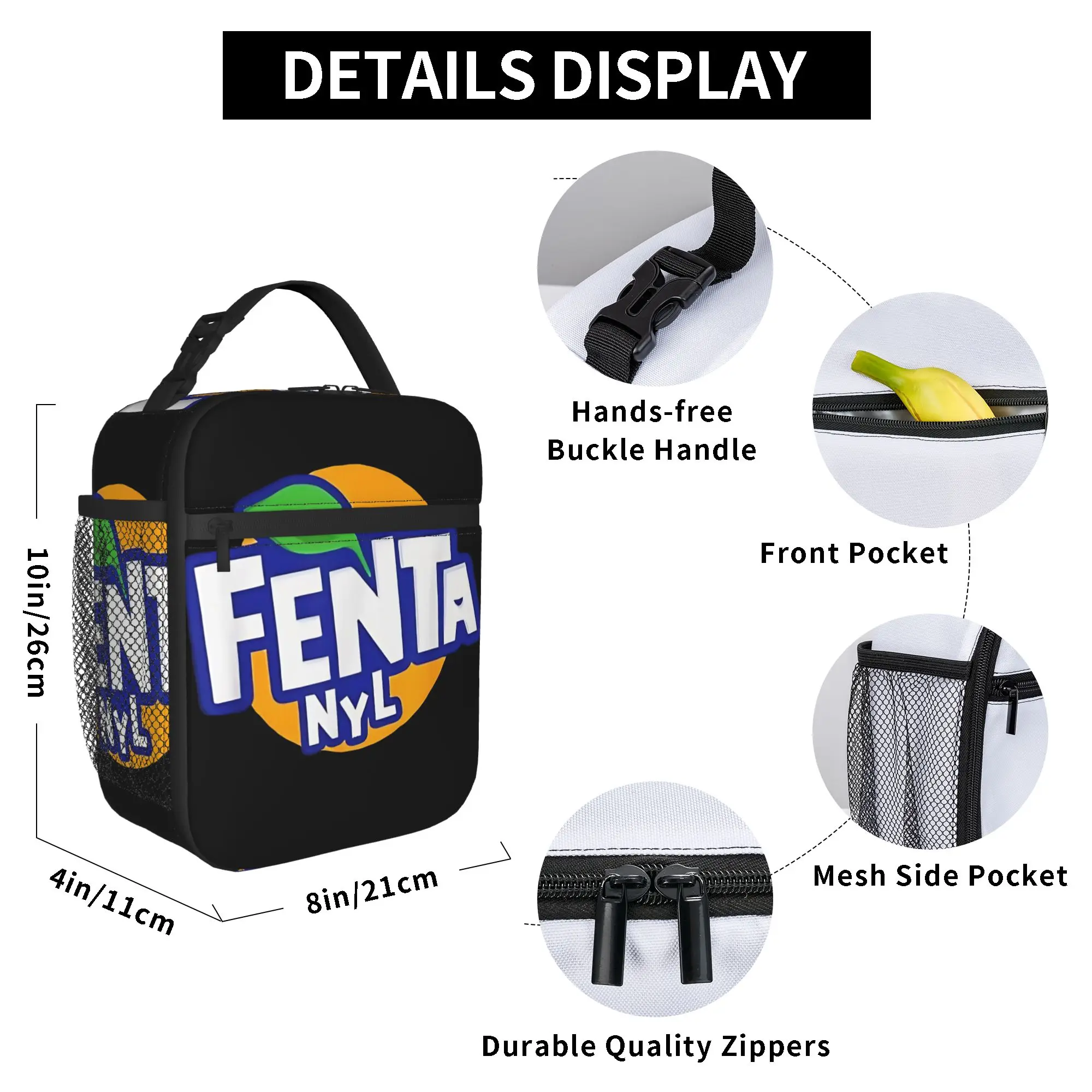 F-Fenta NYL Lunchbag für Herren, bedruckte Lunchbox, Freizeit-Reise-Kühltasche, tragbare Oxford-Thermo-Lunchbags – Detail 6