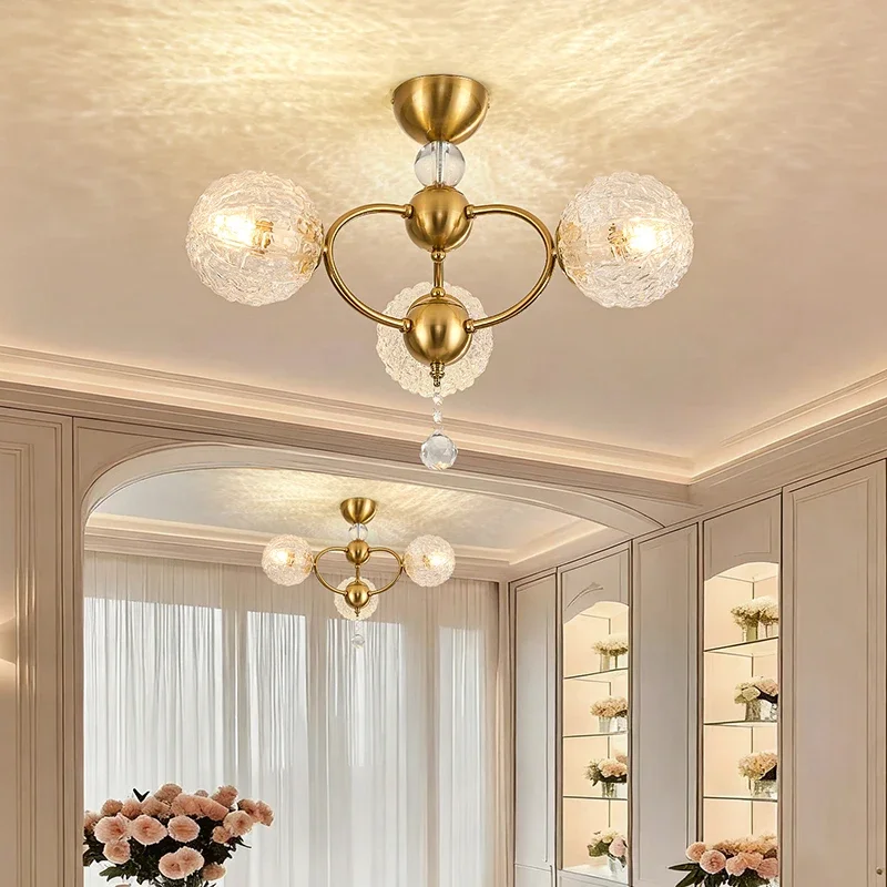 

French-Style Light Luxury Crystal Chandelier Modern Water Ripple Lamp Retro Villa Dining Room And Bedroom Ambient Lighting
