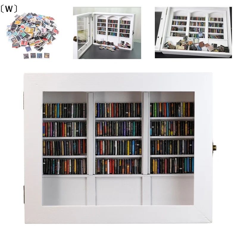 〔W〕Anti Anxiety Bookshelf Wooden Miniature Ornament Stress Relief Shake Gifts For Friends Desk Dollhouse Decor Therapy〔Winter1〕