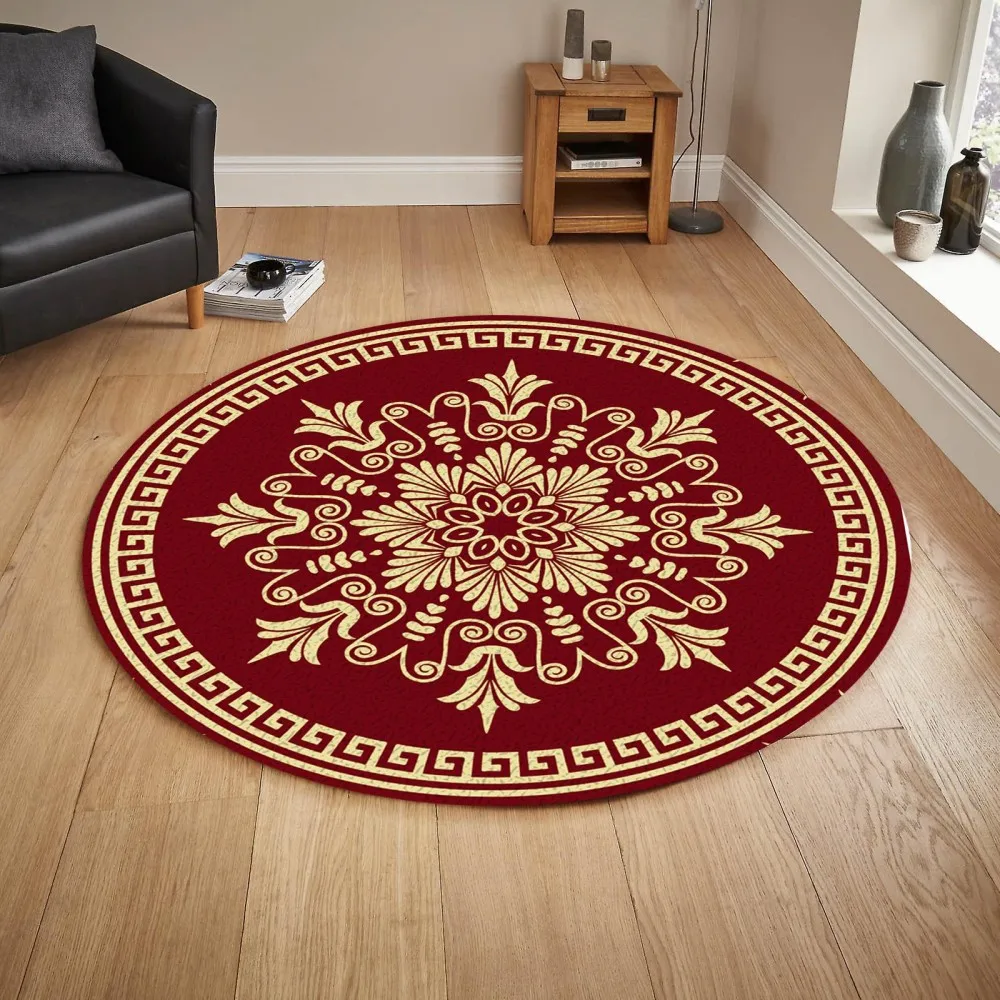 Golden Mandala Lotus Round Rug Living Room Bedroom Entrance Cloakroom Study Room Area Rug Home Decor Print floor Mat