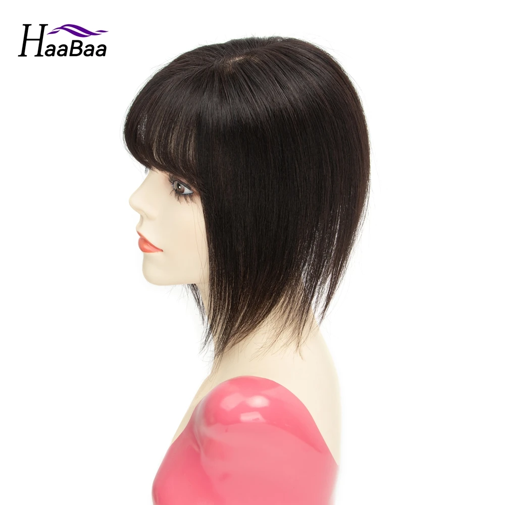 12x13 Hair Topper Human Hair Piece Silk Base For Women Injext Clip In Toppers Top Hairpiece Middle Part Top Hair Wigs with Bangs