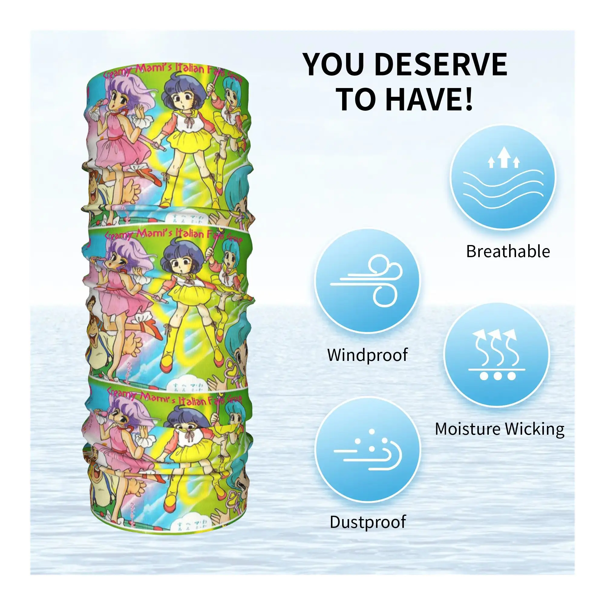 Creamy Mami Japanese Anime Bandana Neck Gaiter Printed Magic Scarf Warm Face Mask Outdoor Sports For Men Women Adult Winter