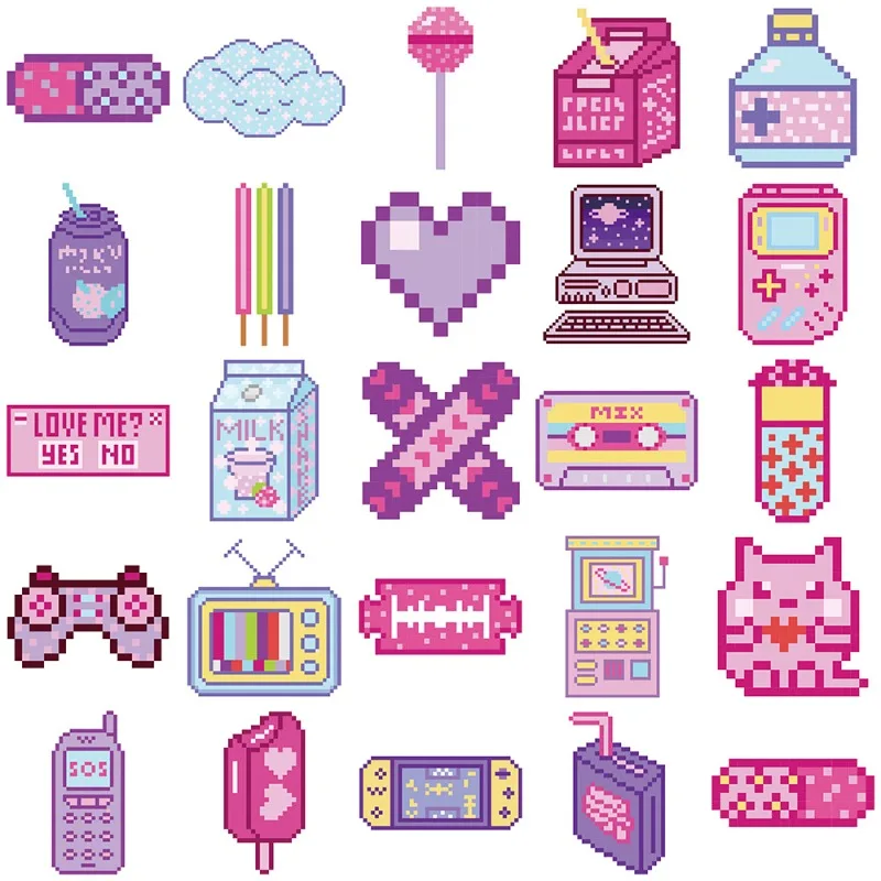50PCS Cartoon Personality Pixel INS Creative Graffiti Decorative Stickers