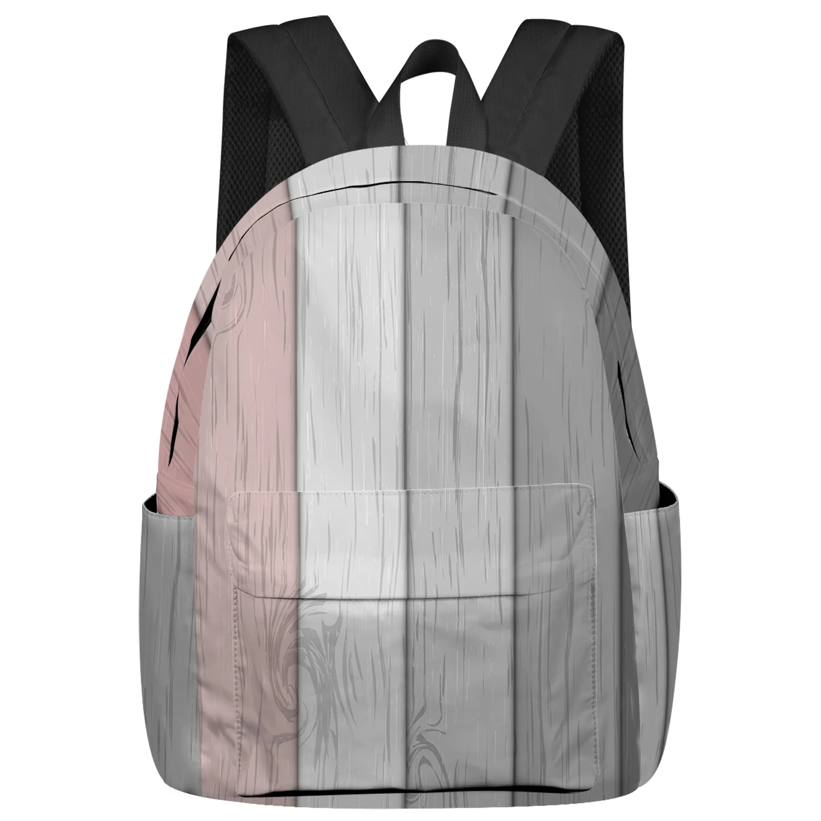 Sac à Dos Vintage en Bois Graduel pour Homme et Femme, Rose Gris, Mars, Étanche, École, Étudiant, Garçon, Fille, Ordinateur Portable