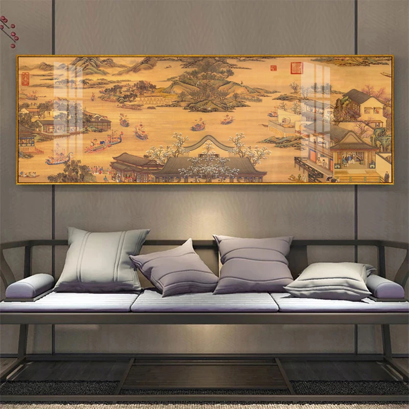 

Chinese Traditional Style Canvas Print Ink Landscape Wall Painting Poster Pictures Art Tearoom Living Room Porch Home Décor09