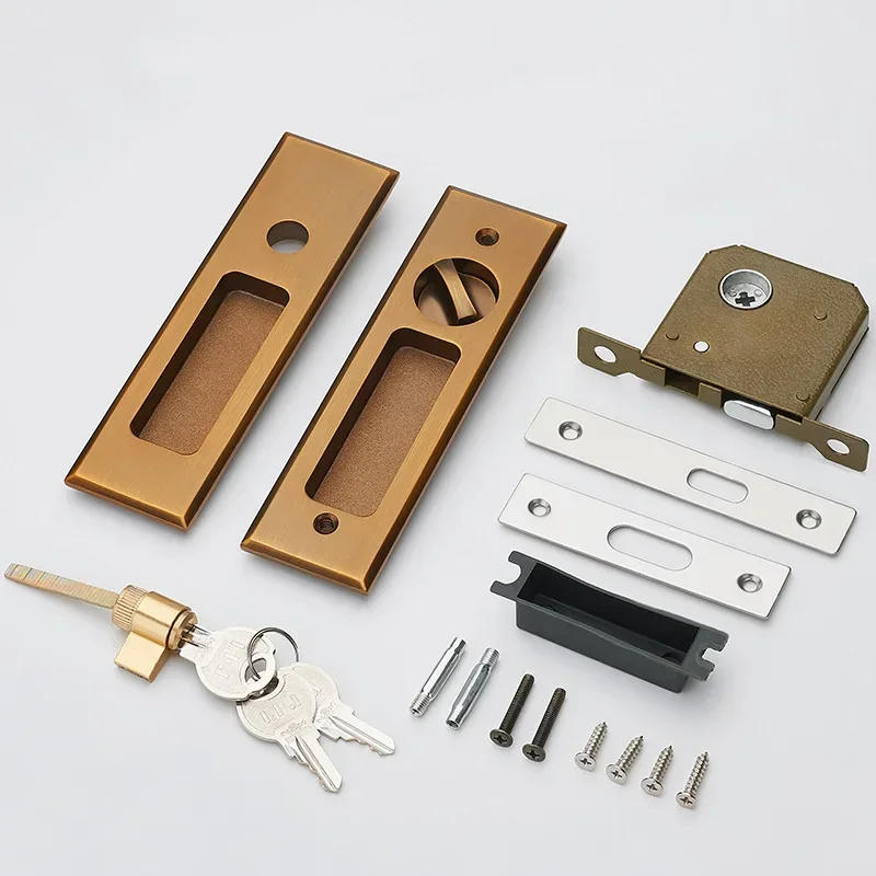 

Zinc Alloy Sliding Door Lock Indoor Cabinet Sliding Wooden Door Double-sided Lock Bathroom Balcony Invisible Door Lock Simple